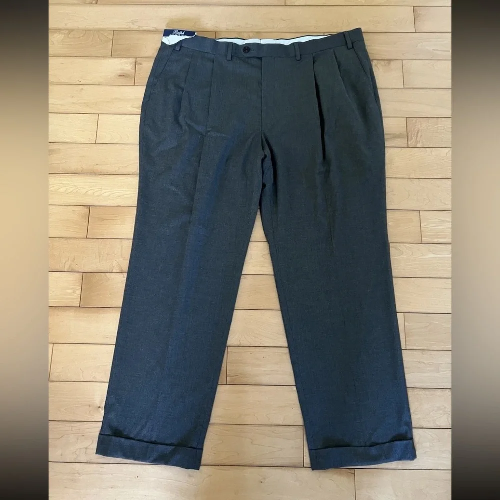 Ralph Ralph Lauren 42x30 Men’s Gray Dress Pants Pleated With Cuff NEW With Tags